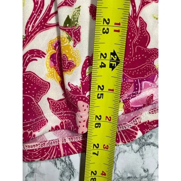 JM Collection XL Floral Boho Top Cream/Pink Short Bell Sleeves Smocked Neckline - Picture 8 of 13